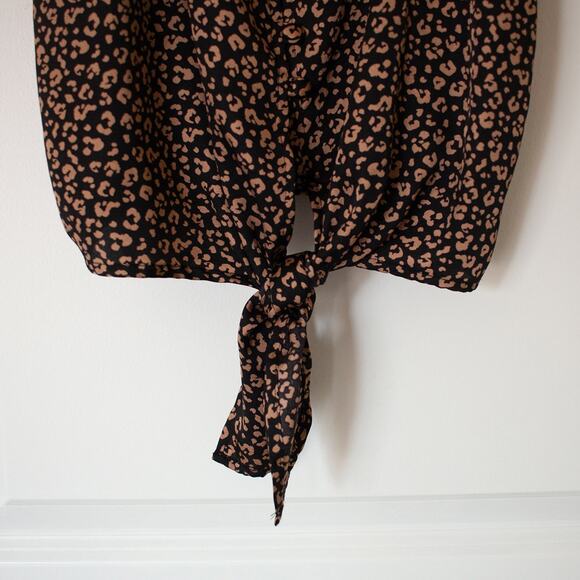 M Leopard Summer Tie Knot Animal Print Tank Blouse Glamorous Sheen Bow - Picture 4 of 6